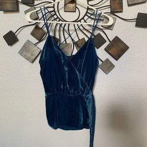 NWT Express teal velvet wrap top